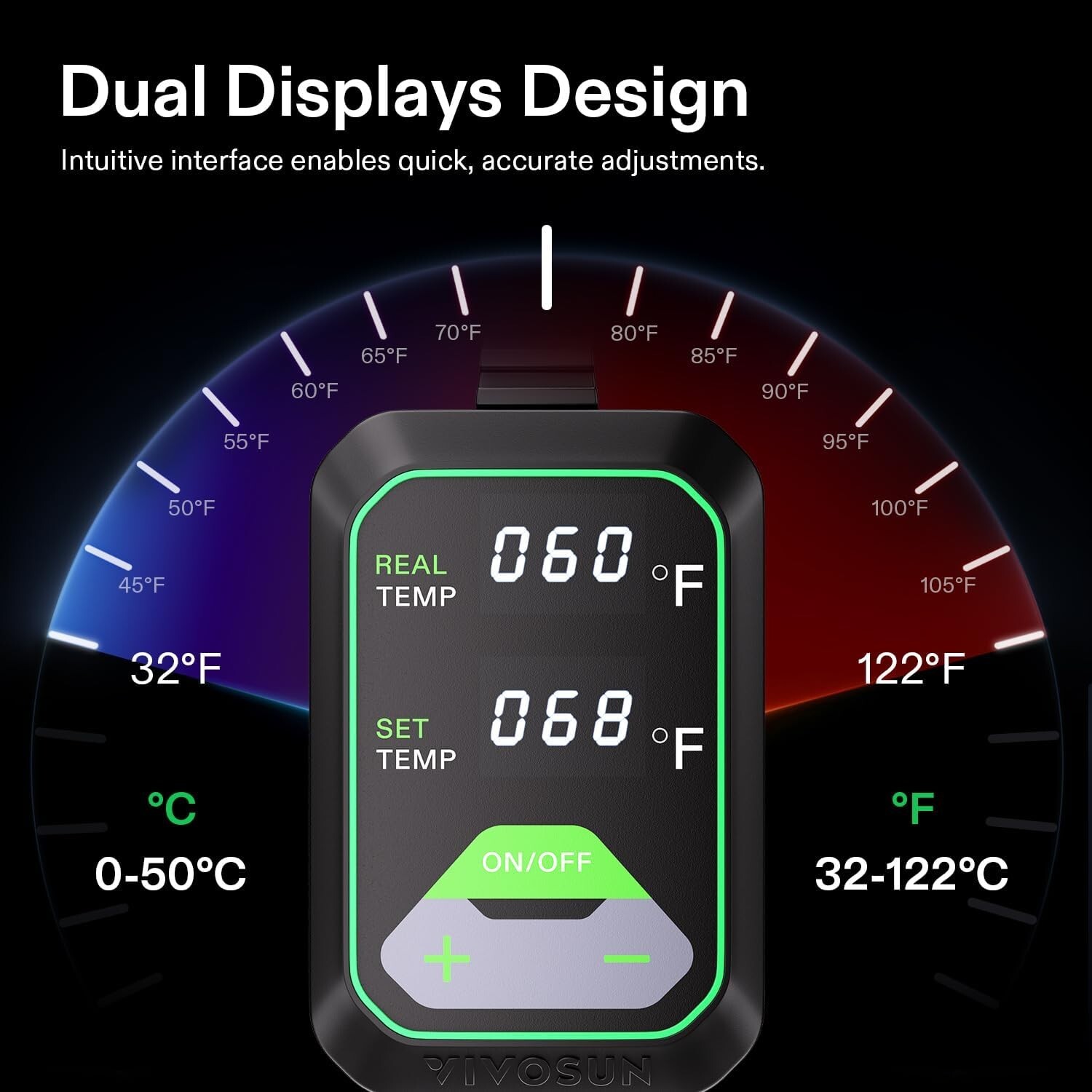 VIVOSUN 10"x20.75"Seedling Heat Mat w/Built-in Temperature Controller,Waterproof