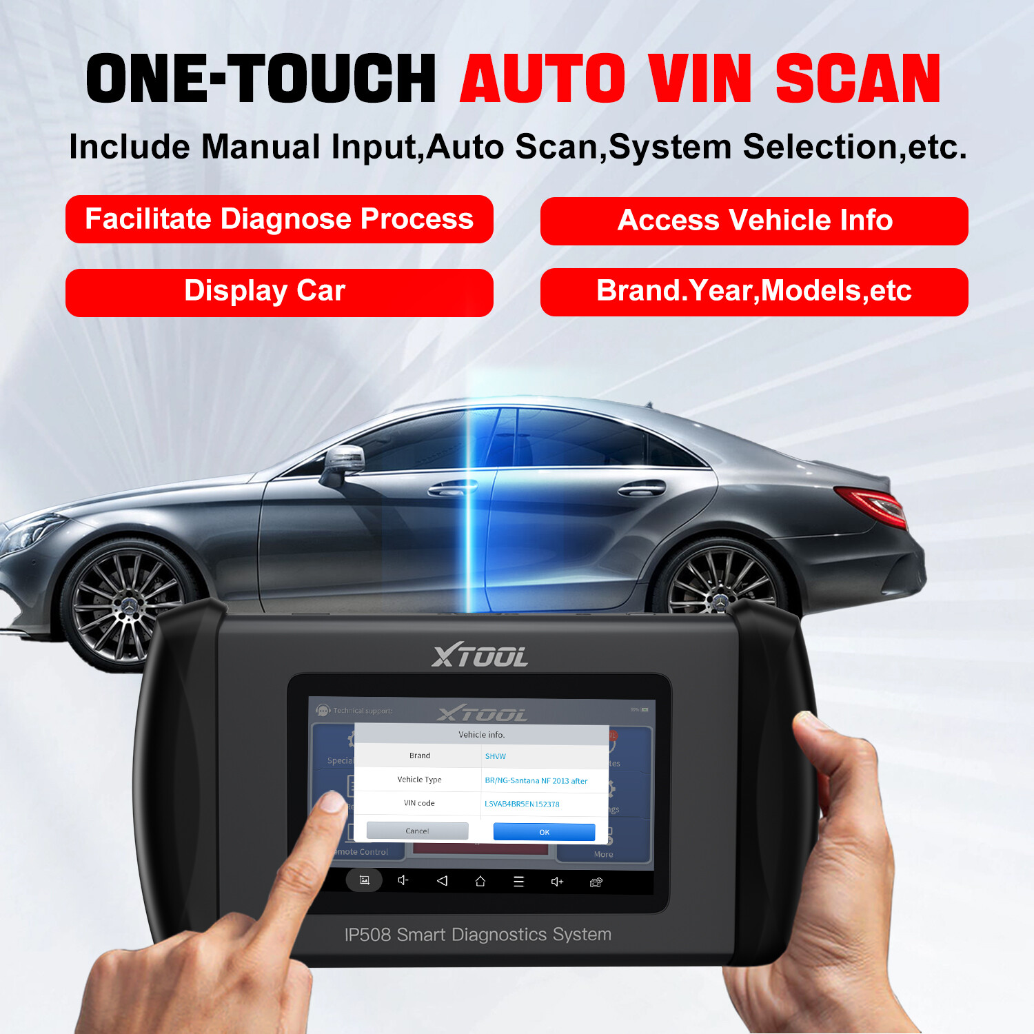 USED XTOOL IP508 Full OBD2 Diagnostic Scanner Auto VIN ABS BMS Oil Code Reader
