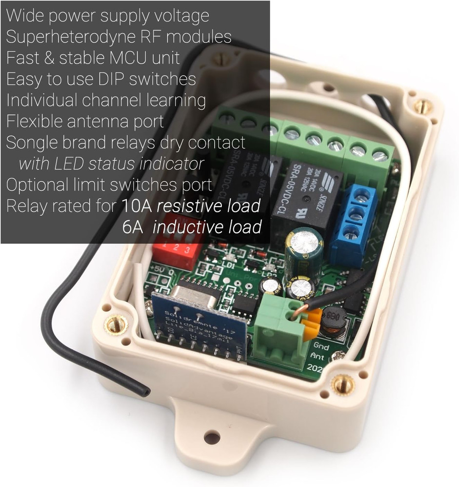 12V - 24V Secure Wireless RF Remote Control Relay Switch Universal 2-Channel Rec