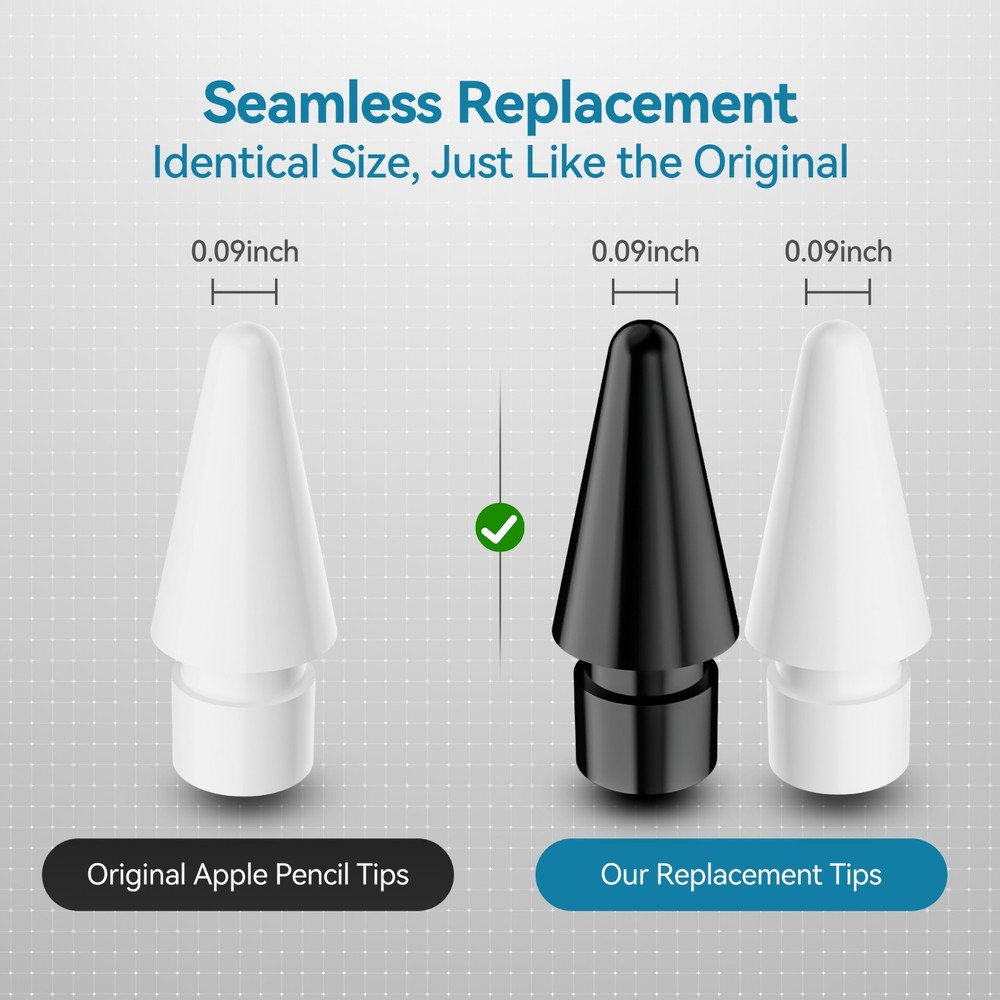 Penstudio Replacement Tips for Apple Pencil Pro/1st/2nd &USB-C | 3 Pack | White