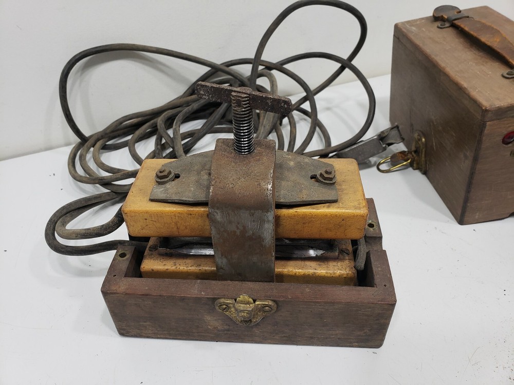 ANTIQUE SIMPLEX WIRE CABLE ELECTRIC SOLDERING IRON TOOL MACHINE BOSTON