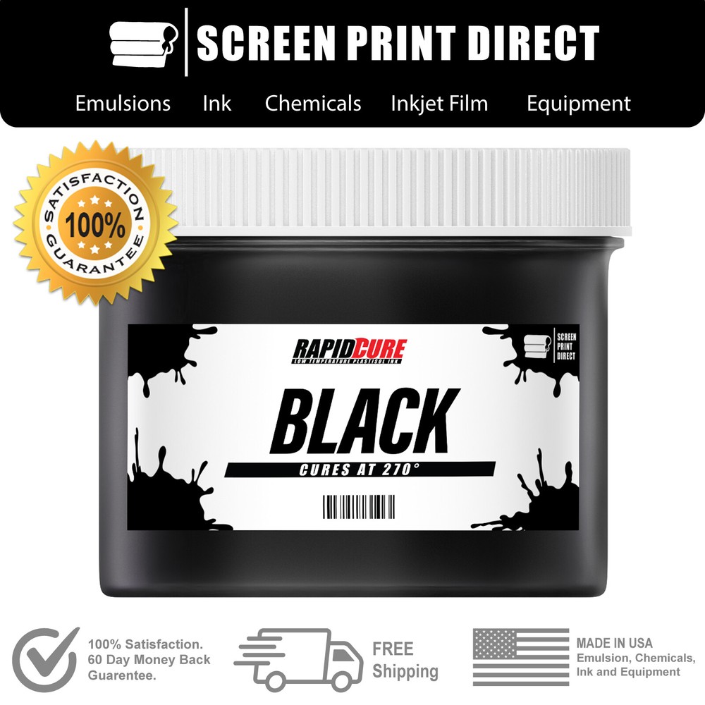 Black - Screen Printing Plastisol Ink - Low Temp Cure 270F - 1 Pint