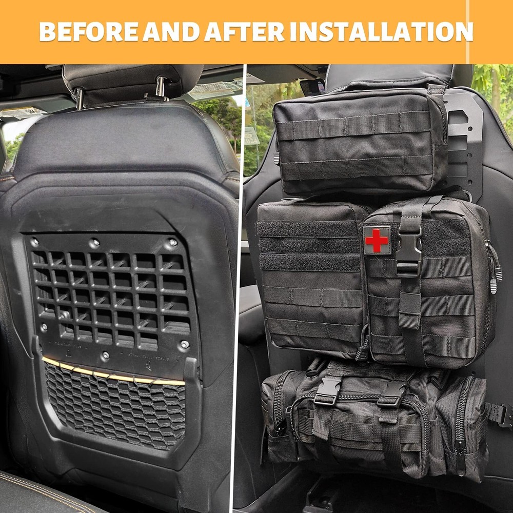 MAIKER 2pcs Tactical Rigid Molle Aluminum Insert Panel Seat Back Organizer Mo...