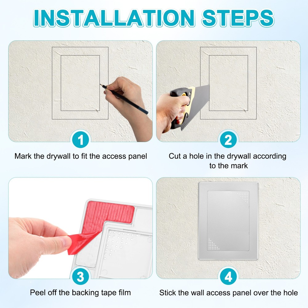 1-Pack Access Panel for Drywall, 7x5" Plastic [Silver Tone, Vented Rectangle]