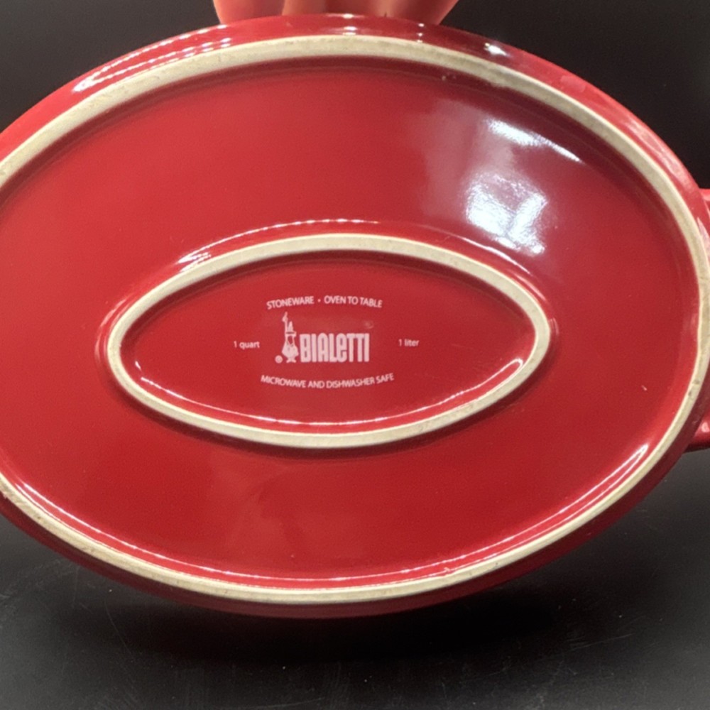 Bialetti Oval Stoneware Baking Dish Red 1 Quart Oven Microwave Dishwasher Safe