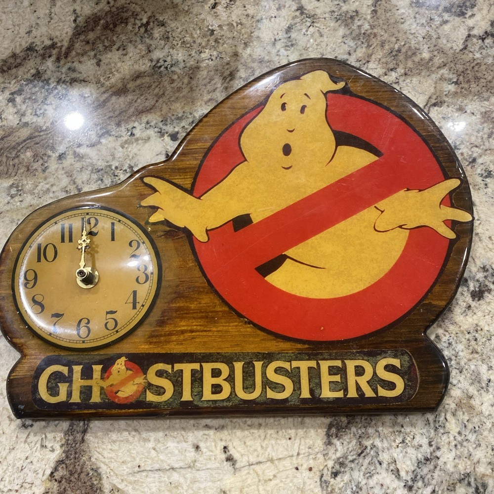 Vintage Ghostbusters Wooden Wall Clock 1980's