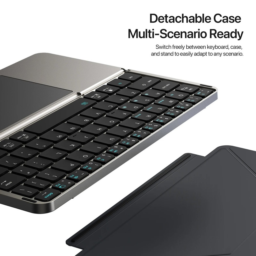 Foldable Bluetooth Keyboard with Touchpad & Phone Holder for Tablet & PC