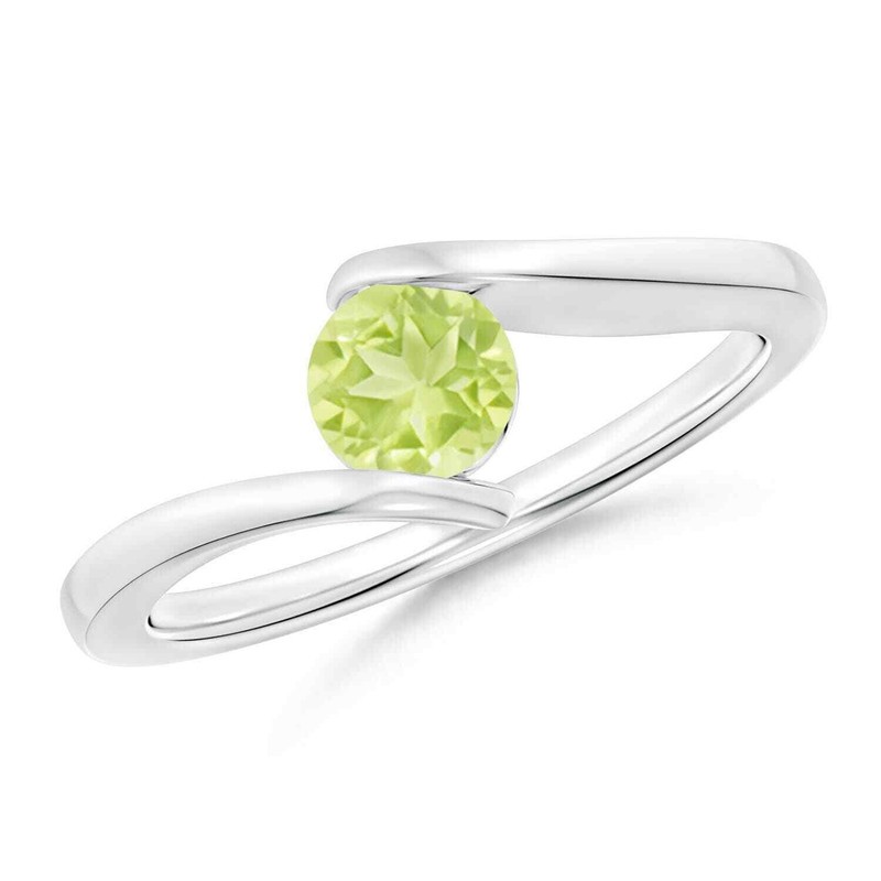5MM Round Shape Peridot Solitaire Stackable Ring 925 Sterling Silver for Women
