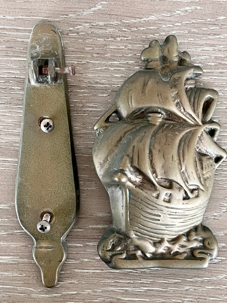 Clipper Ship Door Knocker Vintage Solid Brass IEM