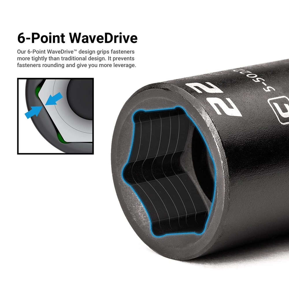 Capri Tools 30 mm Stubby Impact Socket, 1/2 in. Drive, 6-Point, Metric 30