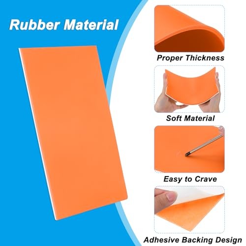 Rectangular Rubber Stamp Sheet, 11.7x8.3 Inch, A4 Size, Soft Rubber Orange