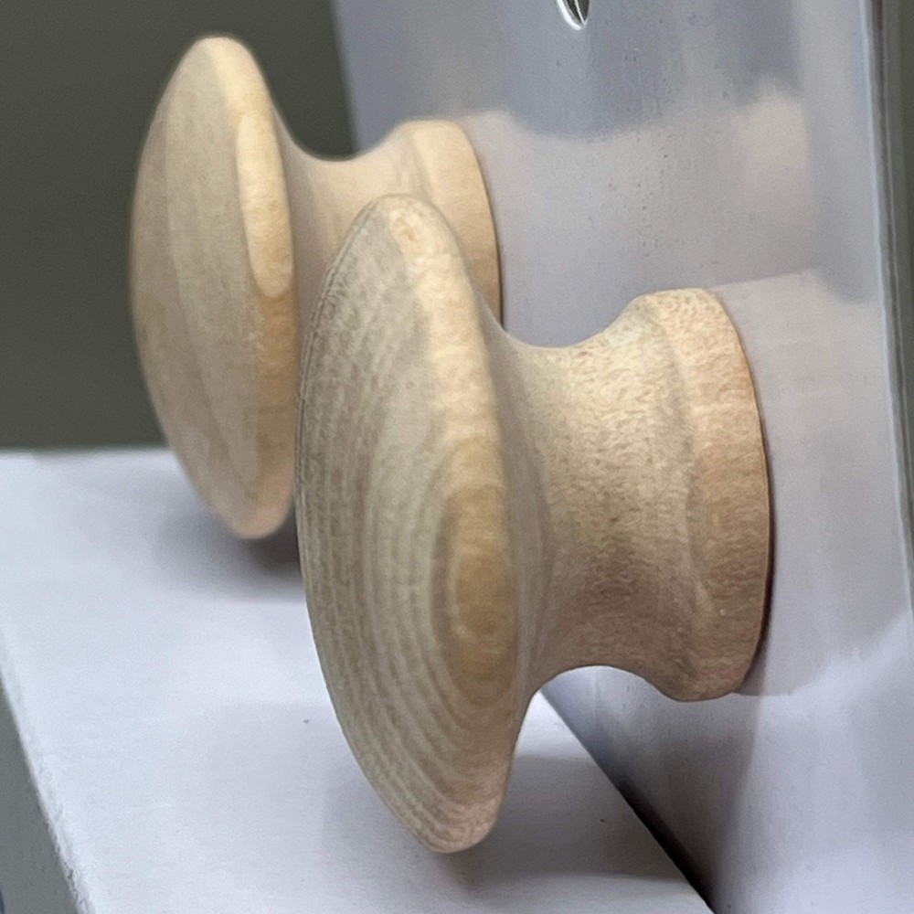 MAINSTAYS (2 PACK, 10 KNOBS EACH) Round Cabinet Knobs 1-1/2" Dia Unfinished Wood