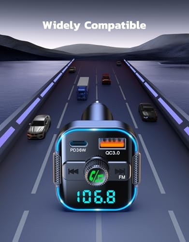 Bluetooth 5.3 Car Adapter【PD 36W+QC3.0 18W】, 2-in-1 FM Bluetooth Transmitter