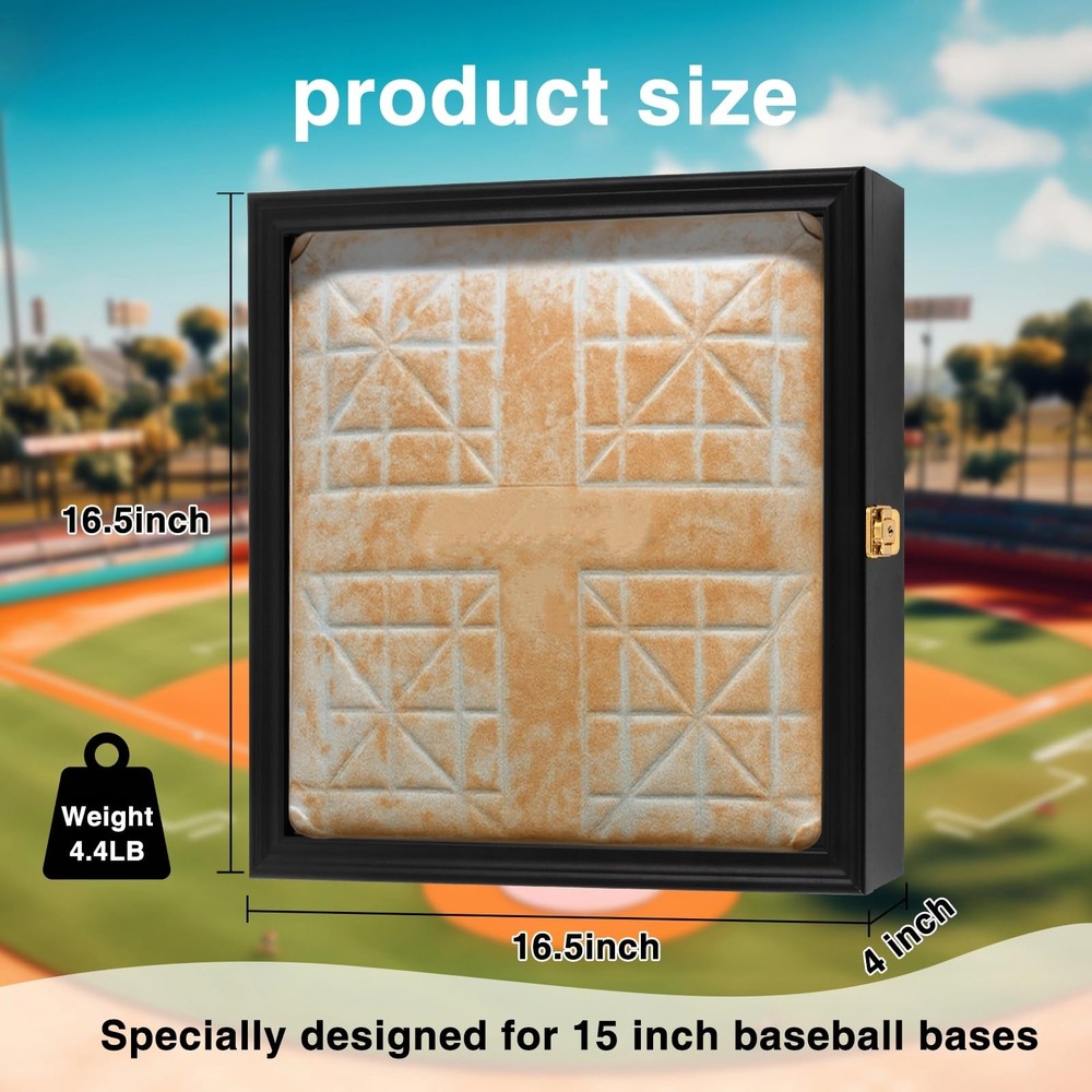 Colingmill Full Size Baseball Base Plate Display Case Black
