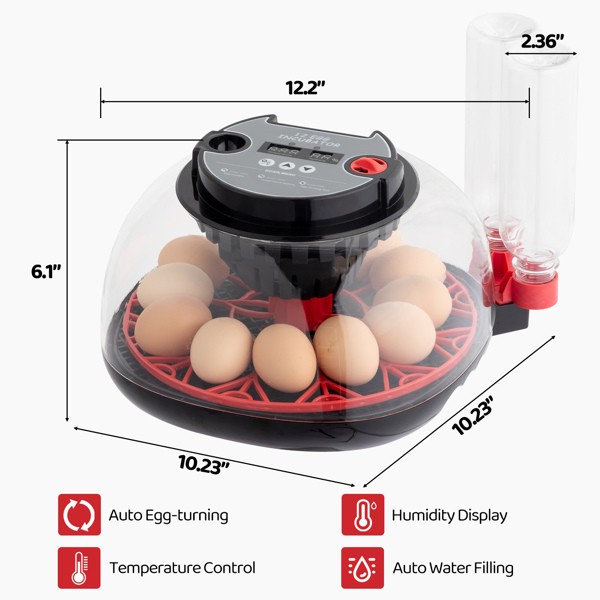 US 12 Egg Incubator with Automatic Egg Turning, Temperature and humidity Control