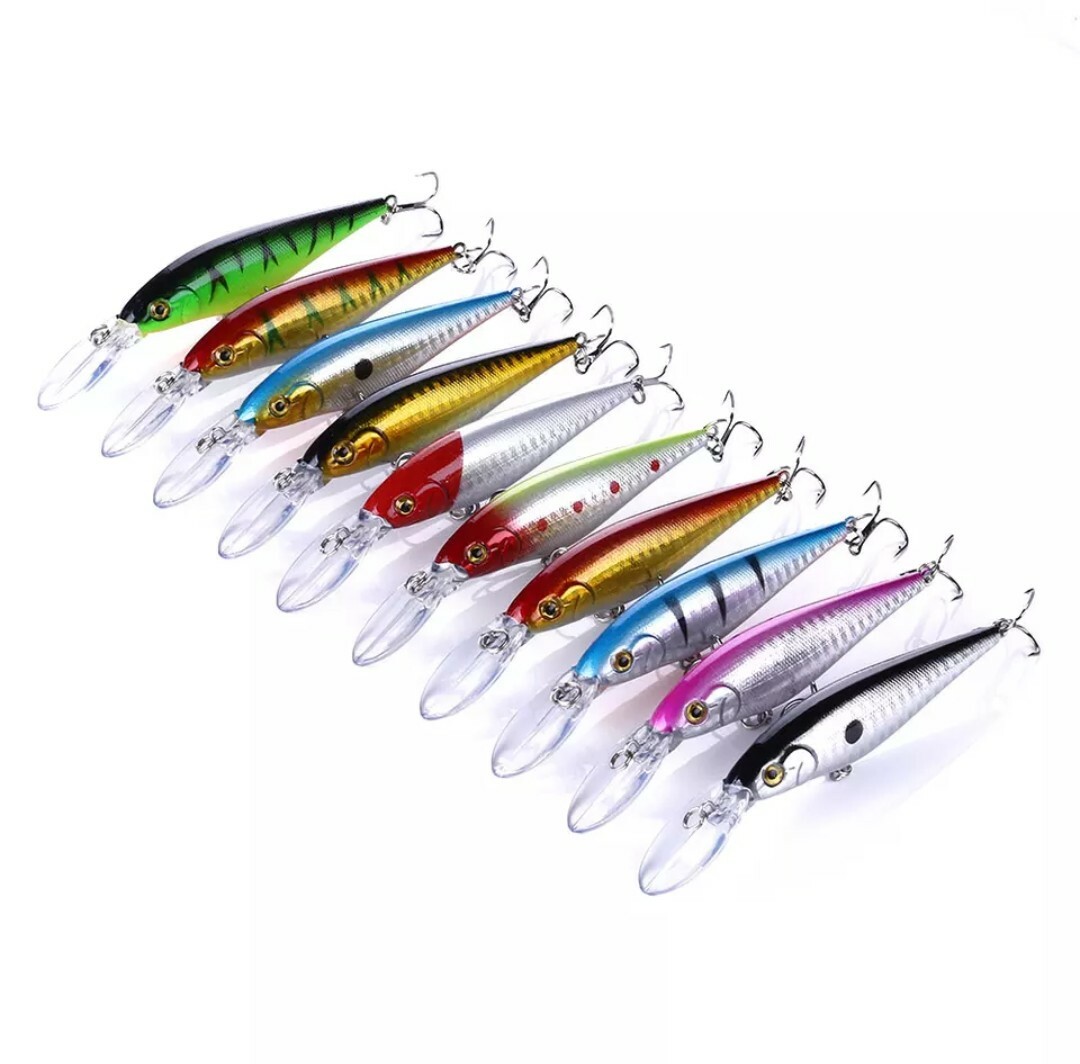 Fishing Lures crankbait Wobbler Lot of 10-pack bass walleye pike minnow lure lot