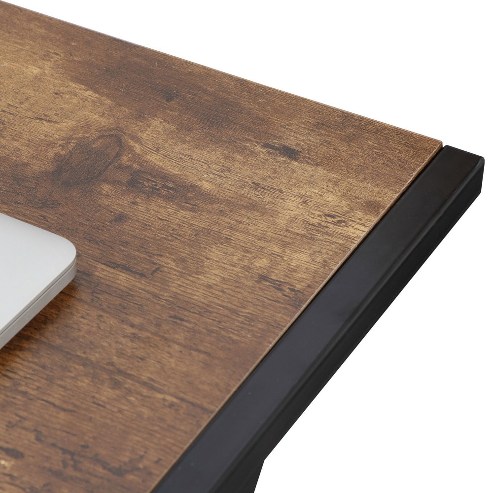 58"L-Shaped Gaming Desk Reversible MDF Computer Corner Laptop Table Rustic Brown