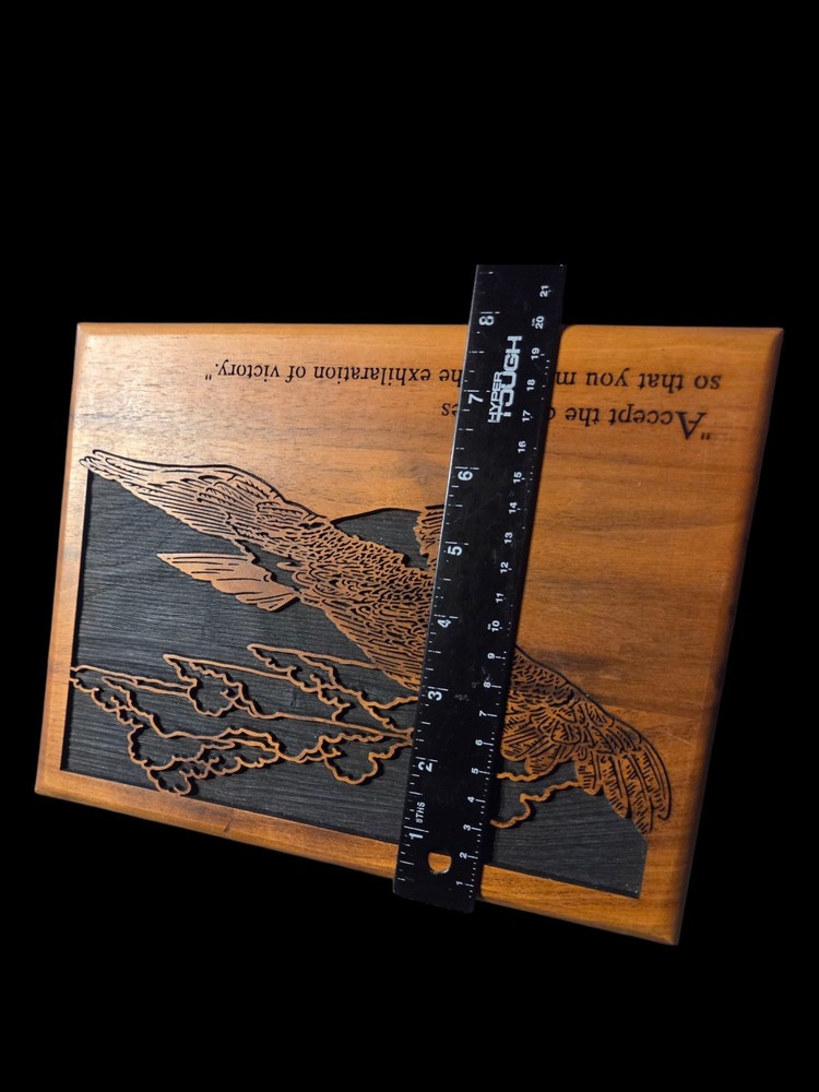 Laser Engraved Soaring Eagle 8x10 Wood Wall Decor"Accept the Challenges...