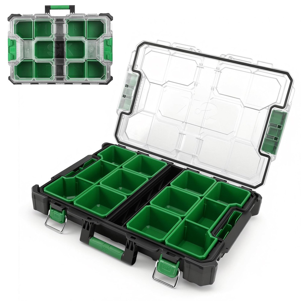 20.5 Inch Small Part Organizer Stackable Tools Box Organizer with 15