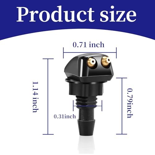 Front Windshield Washer Nozzles, Double Hole Straight Column 2 PCS Black#Style2