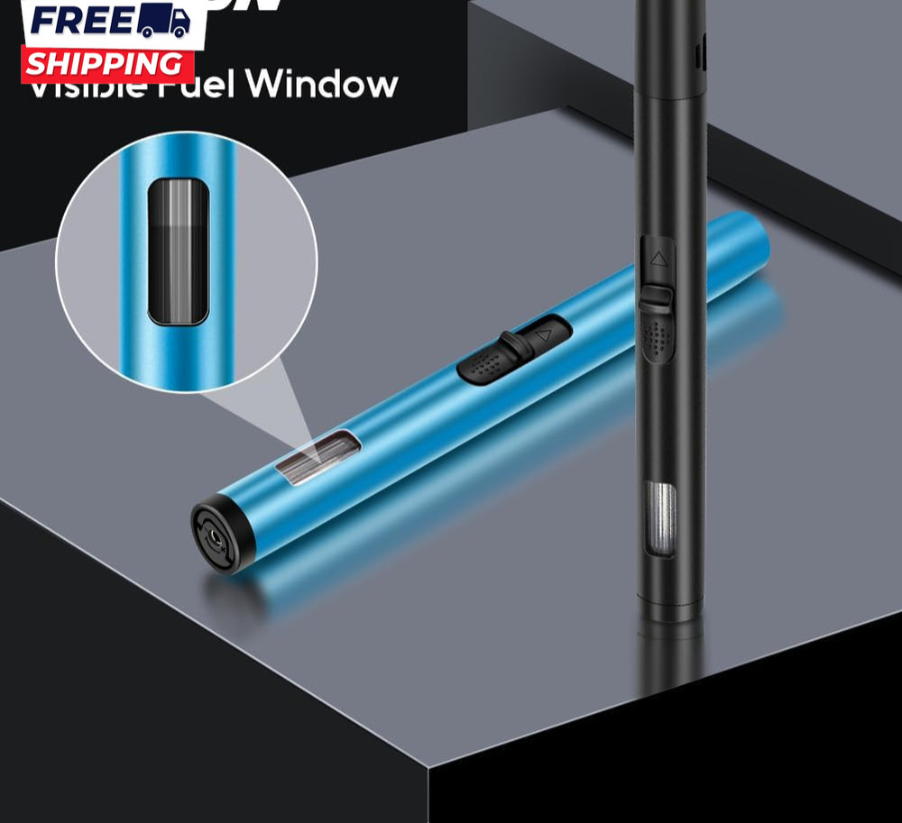 2 Pack Torch Lighters Refillable Butane Lighter with Visible Fuel Window