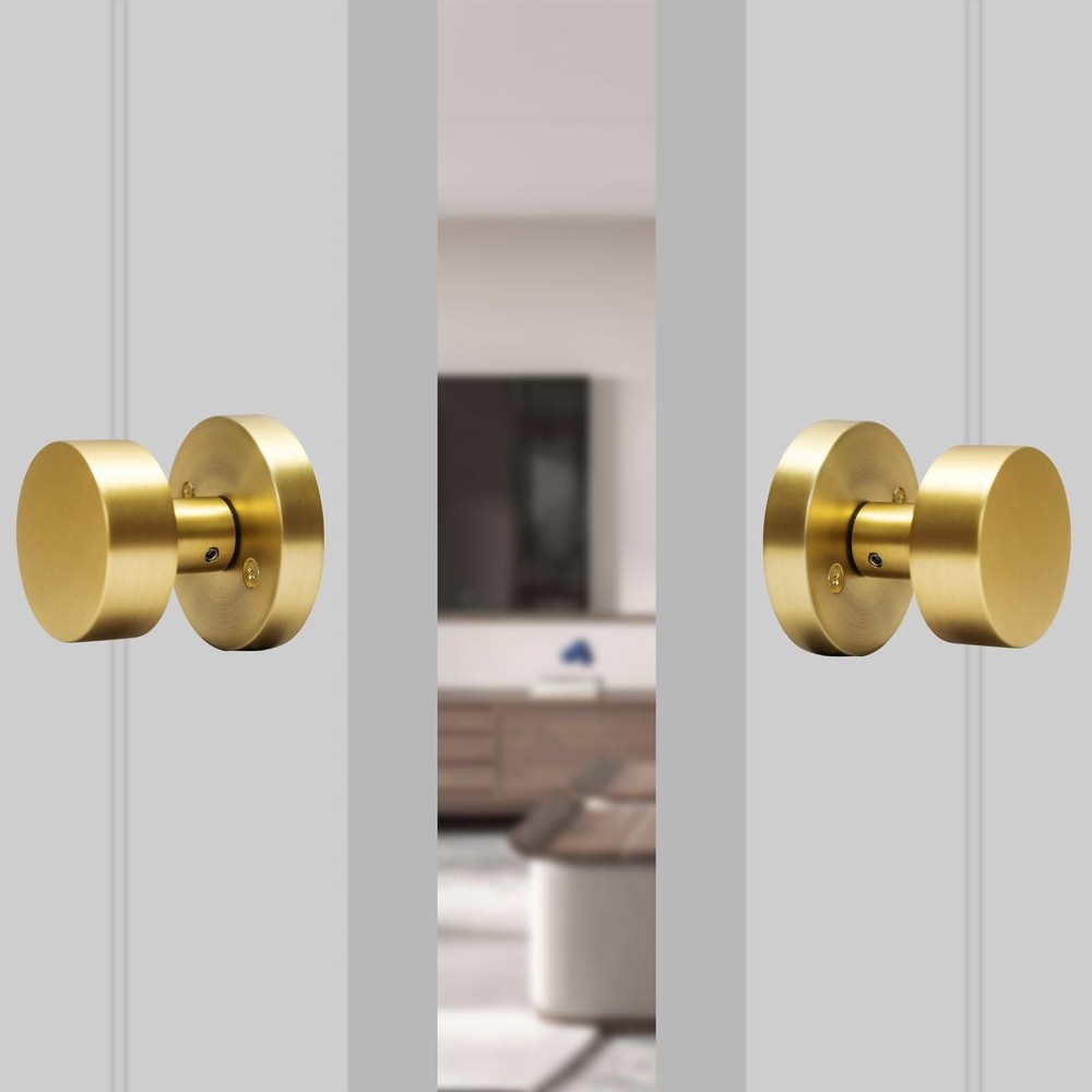 senharvest Gold Dummy Door Knobs Interior -for Satin Brass 2 Pack Dummy,