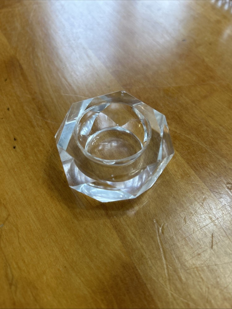 Hexagonal Crystal Salt Cellar Clear Faceted Heavy
