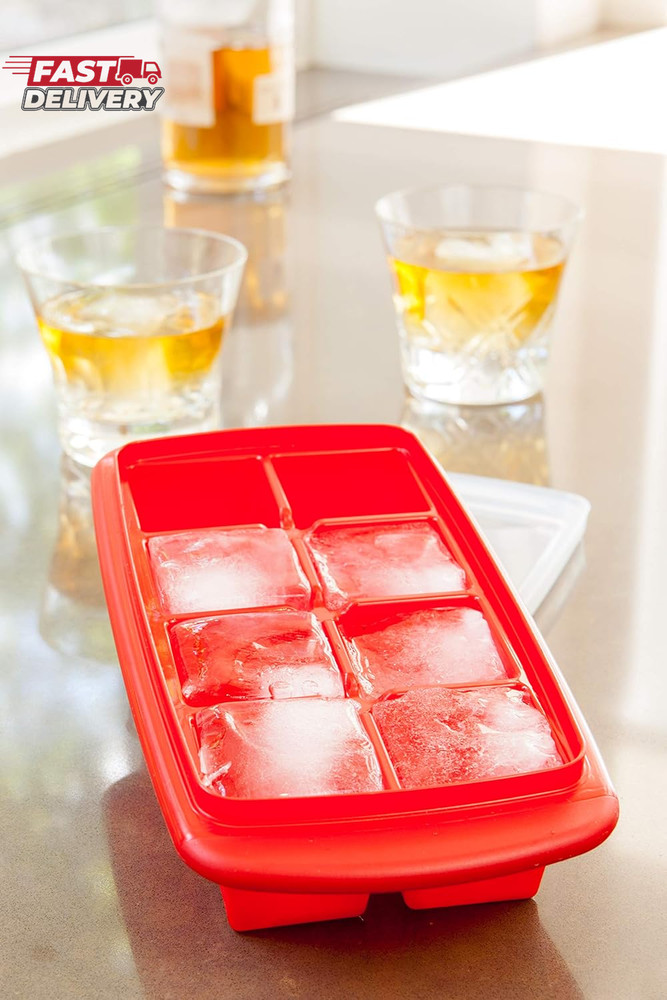 Joie Extra Large Ice Cube Tray, Covered and Stackable, No-Spill Removable Lid, P