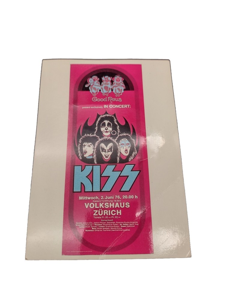 Postcard KISS Destroyer Tour Zurich, Switzerland JUNE 2, 1976 Vintage