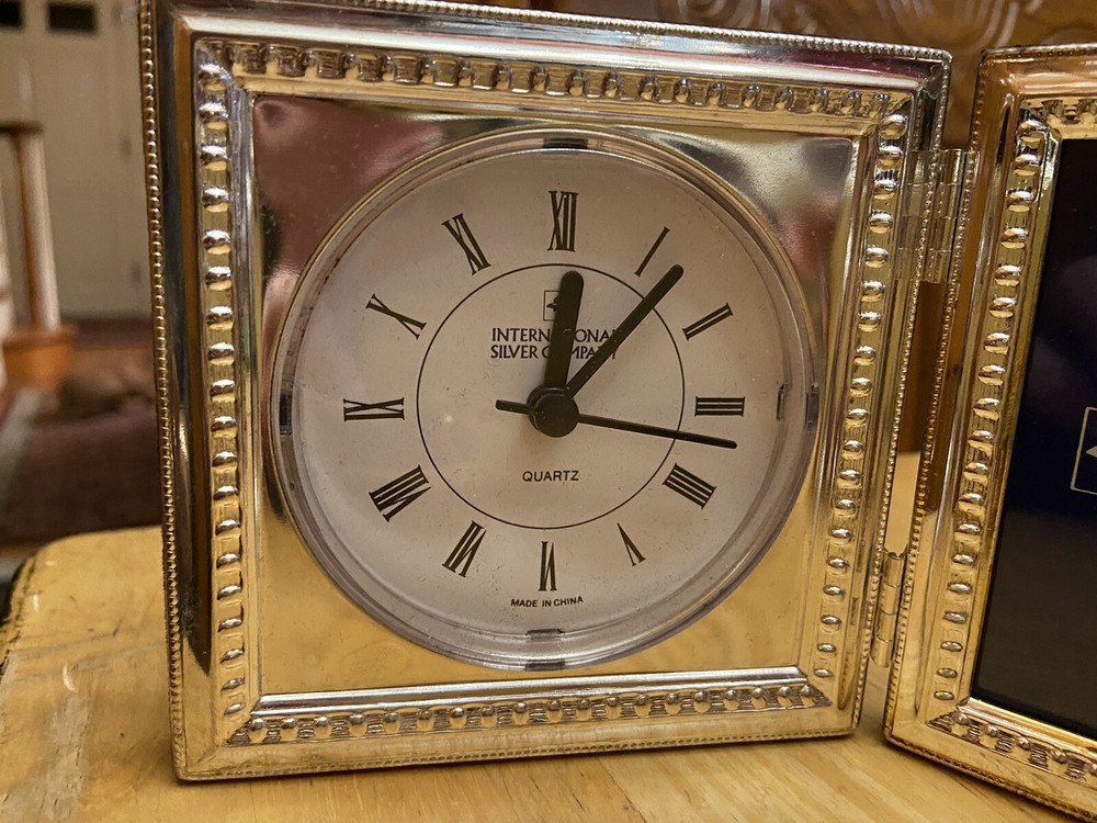 Silver plated double frame clock