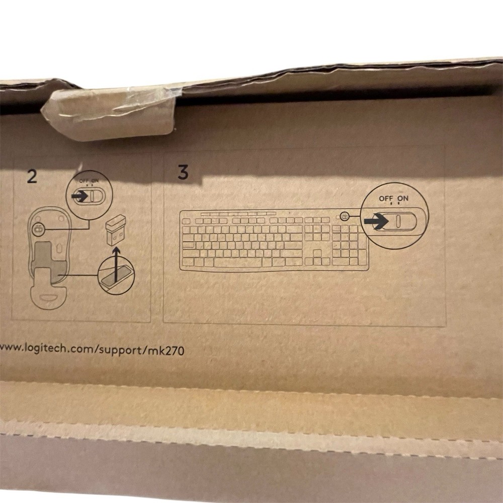 Logitech MK270 Full Wireless Keyboard & Mouse Combo-NO USB RECEIVER-NOT TESTED!!