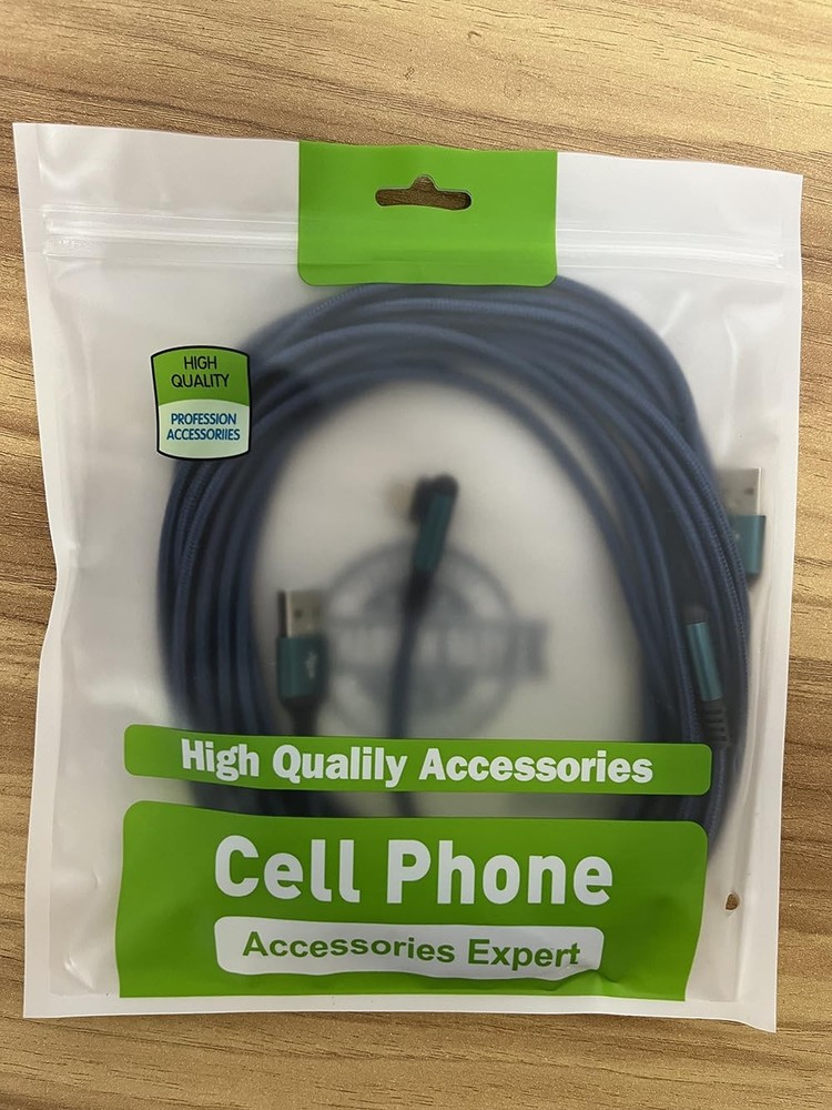 USB Type C Charger Cable 3A, 2-Pack 10ft+10ft Right Angle 90 10FT+10FT, Blue