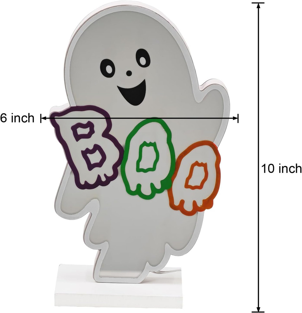 Halloween Neon Infinity Ghost Light,10.24Inch 3D Ghost Table Decor,Usb Powered L