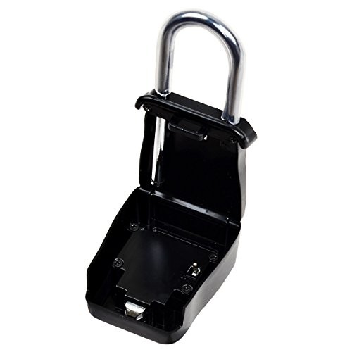 Shackle Mounted Key Storage Box with Resettable Lock Combination, Black, 1-Pack
