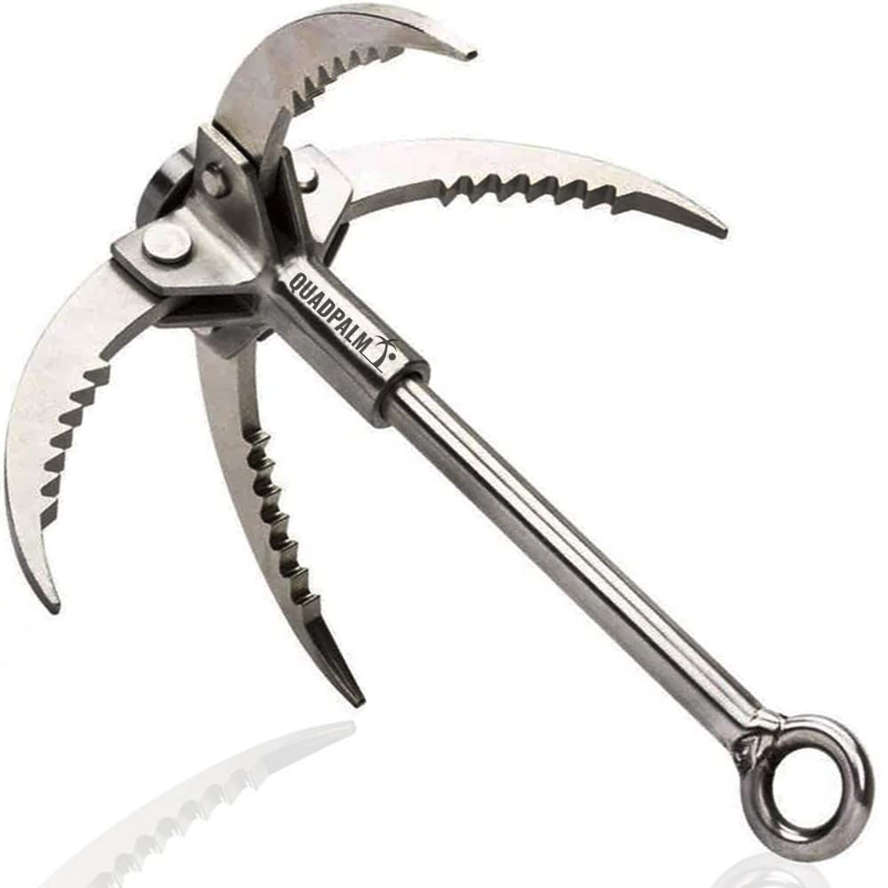 Stainless Steel Foldable Grappling Hook – Multifunctional compact, silver