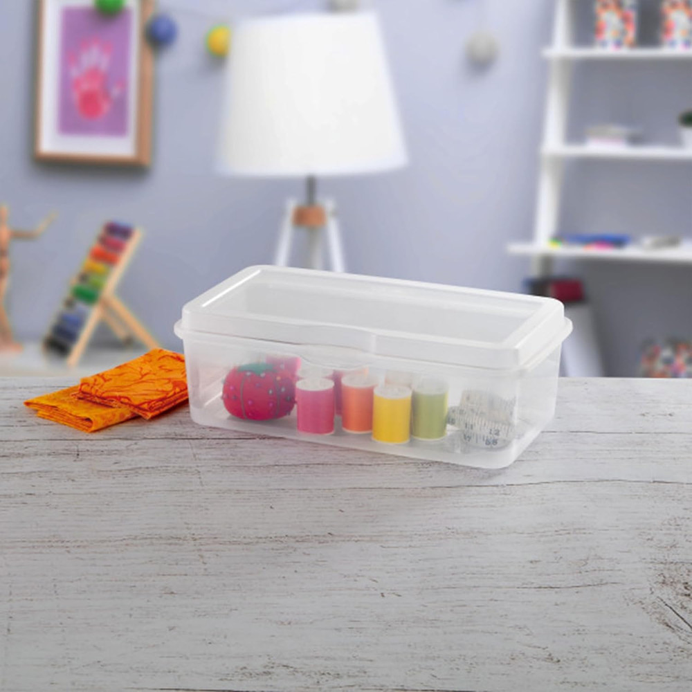 Clear Stackable Storage Bins with Hinging Lids - 12 Pack