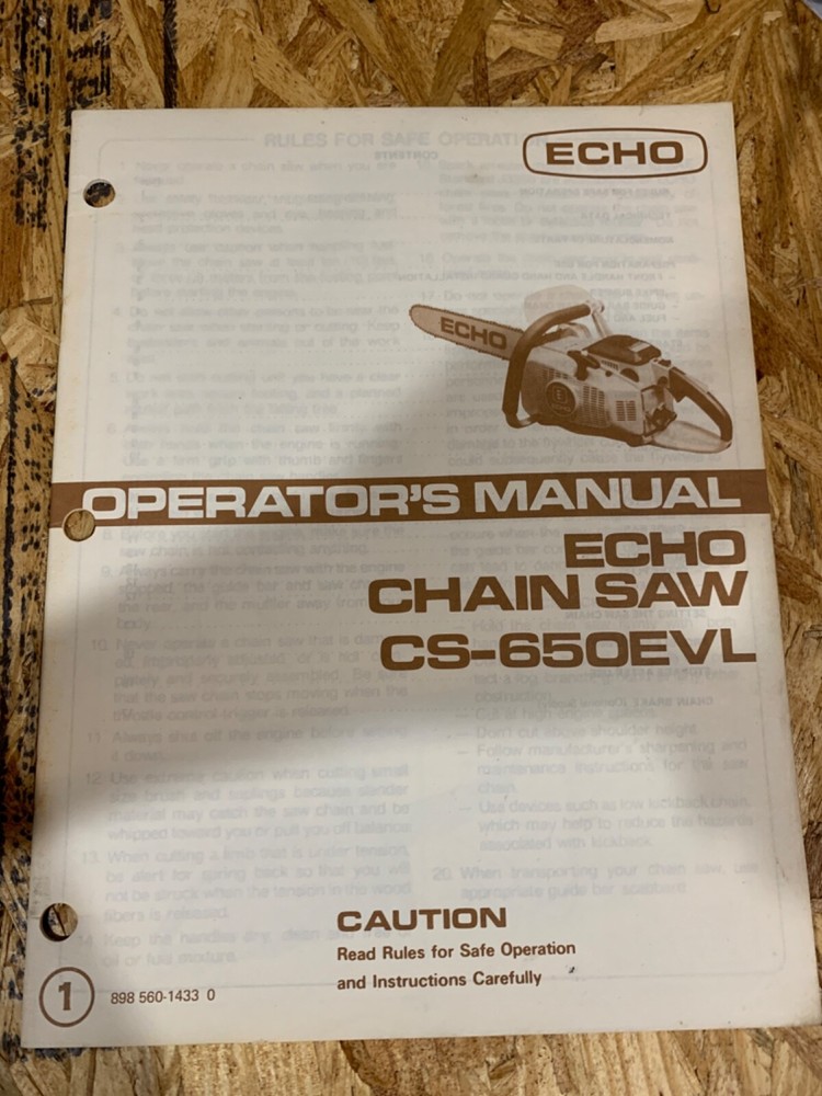 ECHO Chain saws Model CS-650EVL, Operators Manual ECHO