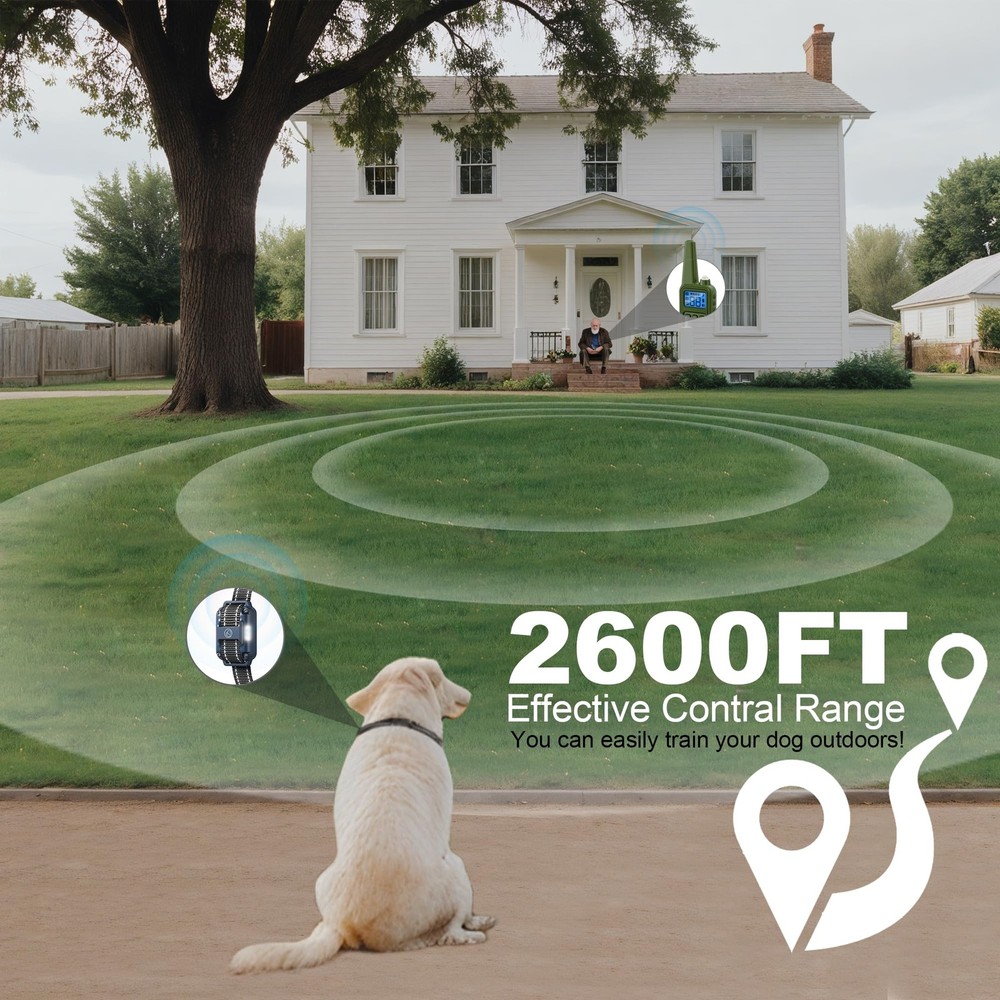 Dog Training Collar with Remote, 2600FT Range, 4 Training Modes Beep, Shake, ...