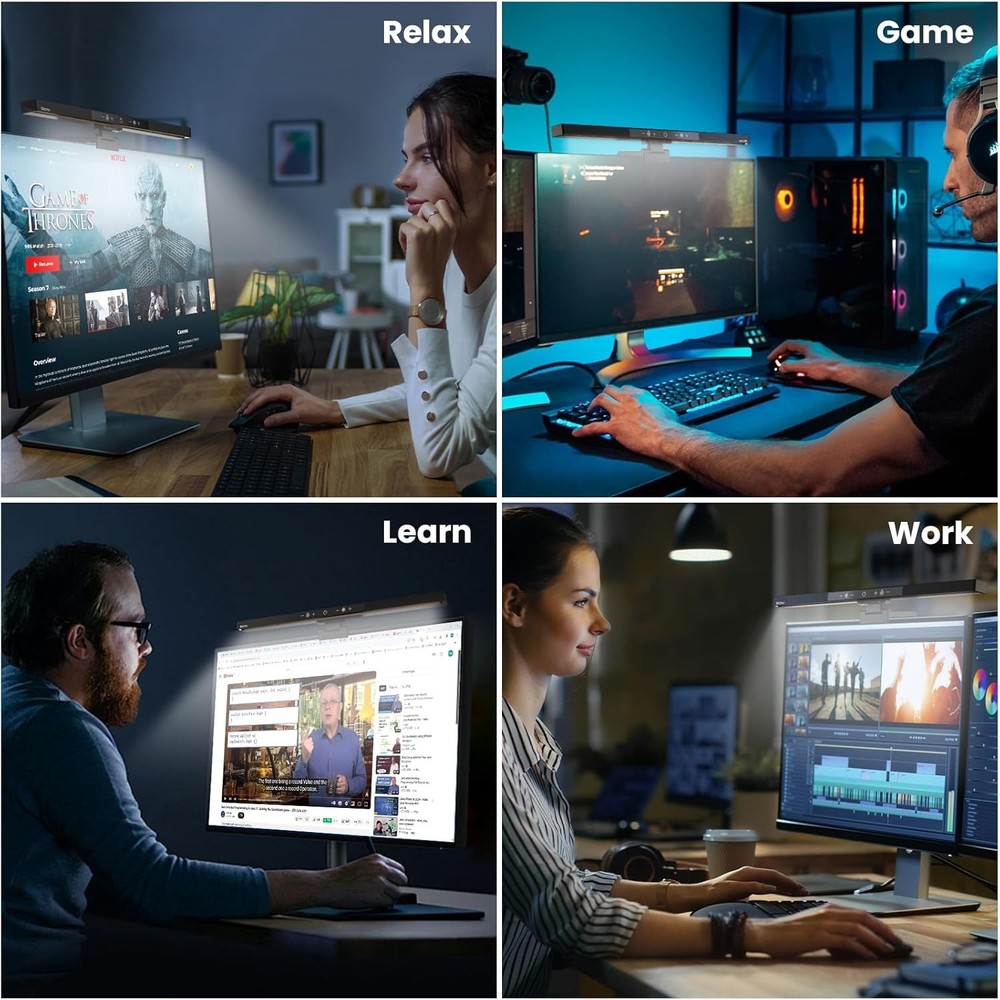 Monitor Light Bar with Remote Control, USB Computer Lamp, Black