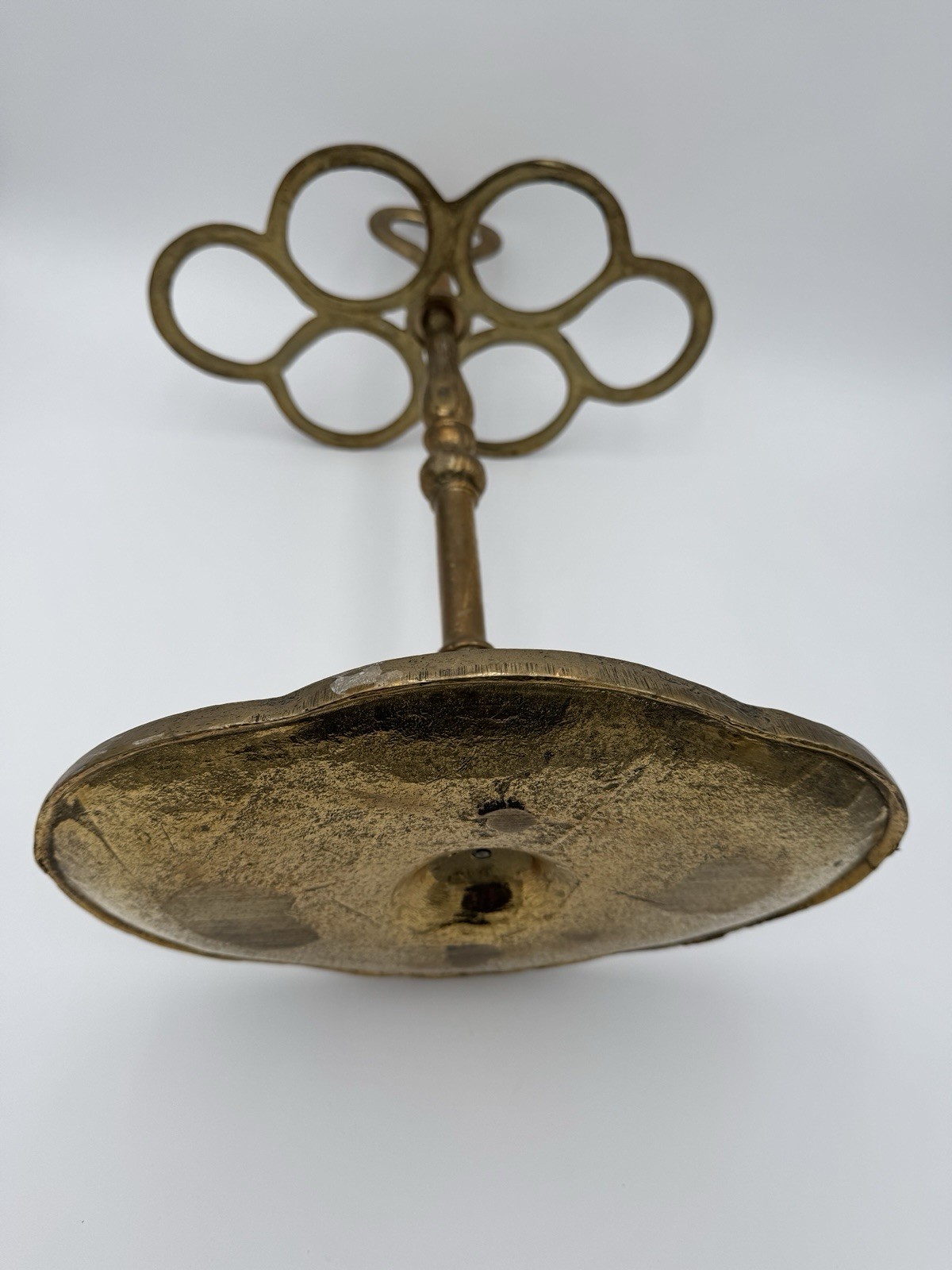 Mid Century Modern Umbrella & Cane Holder Cast Gold Tone Brass Slotted