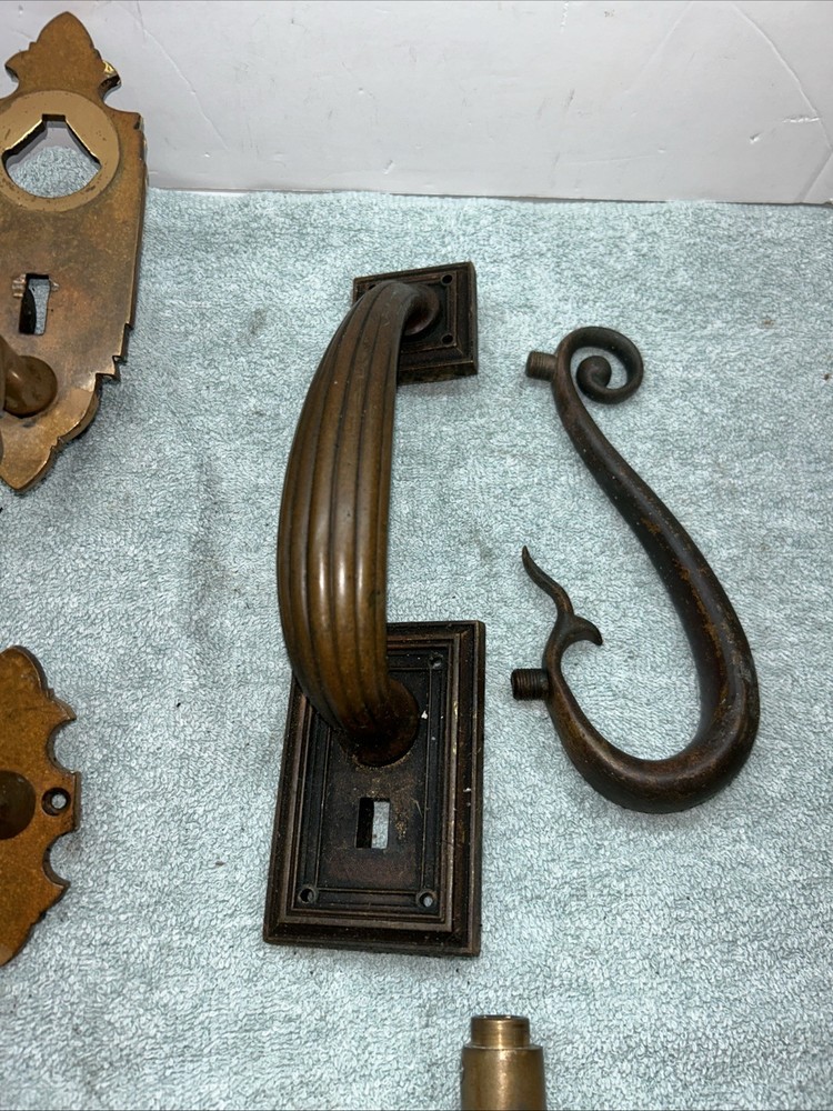 vintage brass door handles/ five pieces