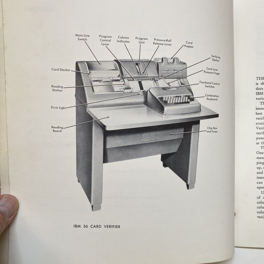 Vintage 1960 IBM Computer 56 Card Verifier - Card Punch Machine Reference Manual
