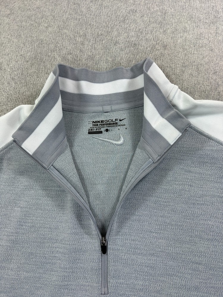 Nike Stitched Logo 1/2 Zip Sleeveless Golf Pullover (Men's Large) Gray