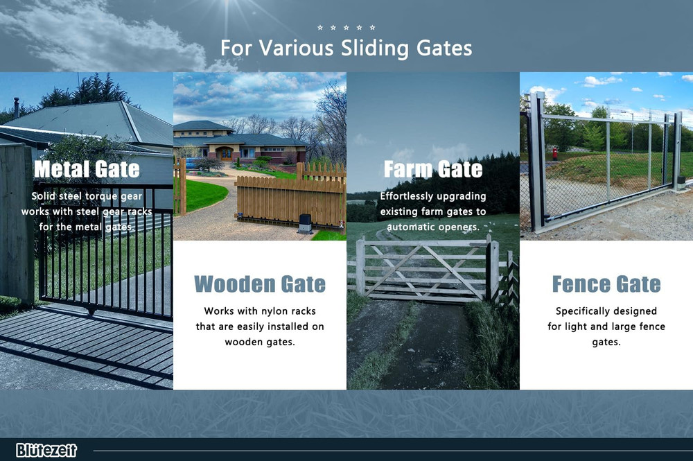 Automatic Sliding Gate Opener 900Lbs with 2 Remote Controls, Rack Driven Electri