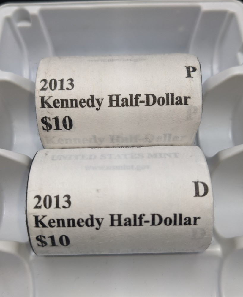 2013-P&D Kennedy Half Dollar 2 Rolls K08 Mint Open Box