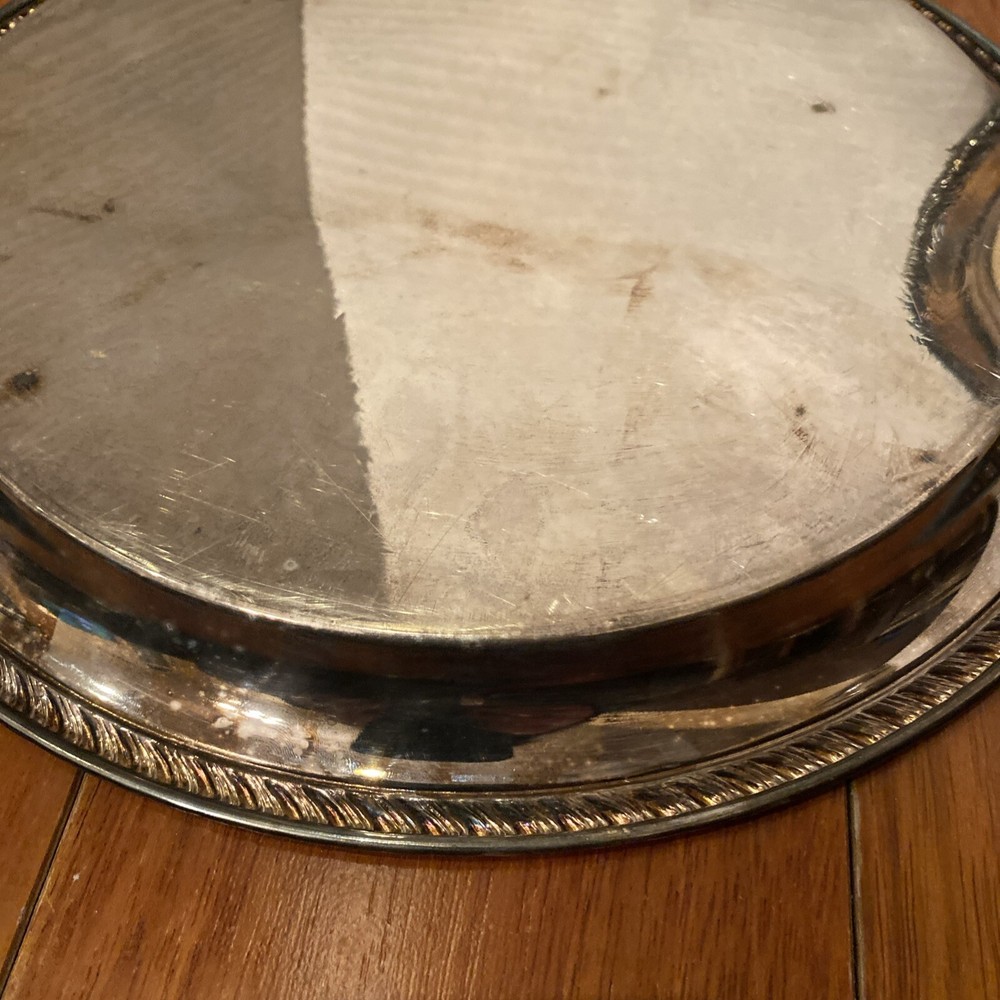 2 VTG Silverplate Etched Engraved Design 1 Marked Oneida 12”& 10”