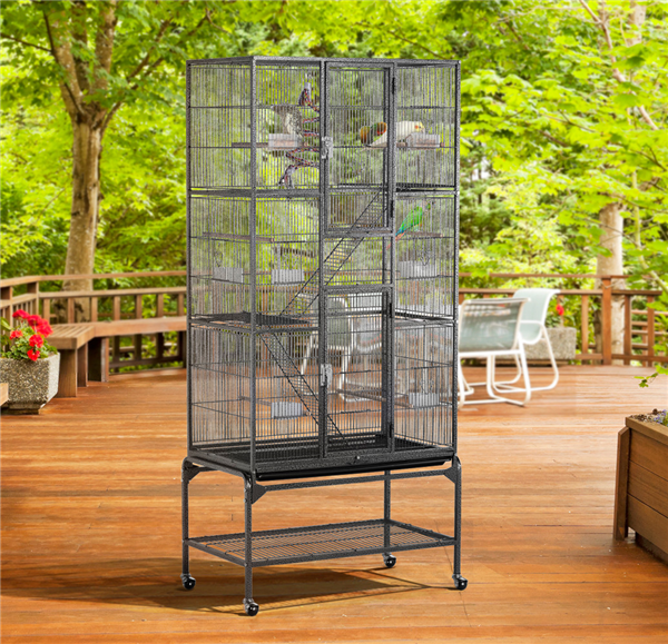69'' Large Bird Parrot Cage Cockatiel Conure Cacique Pionus w/Stand & Two Doors