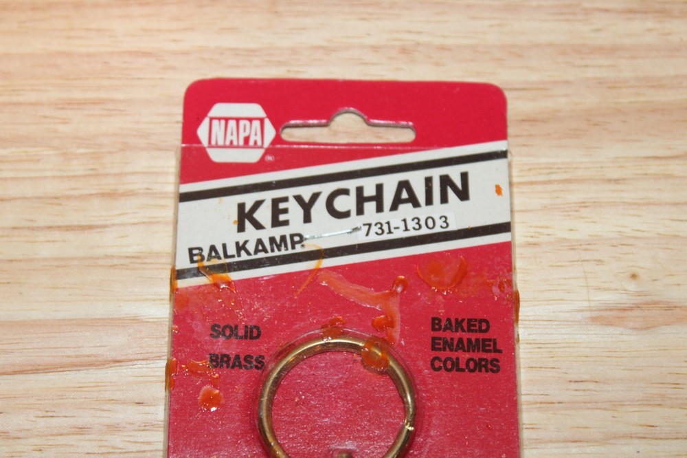 NAPA Balkamp Keychain CORVETTE Rectangle Solid Brass 731-1303 VTG NEW