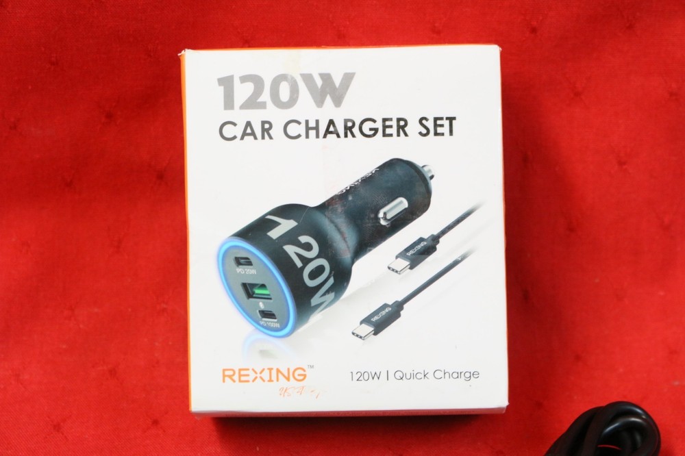 REXING - 120W Vehicle Quick Charger with 2 USB-C & 1 USB For iPhone/Andriod #U1