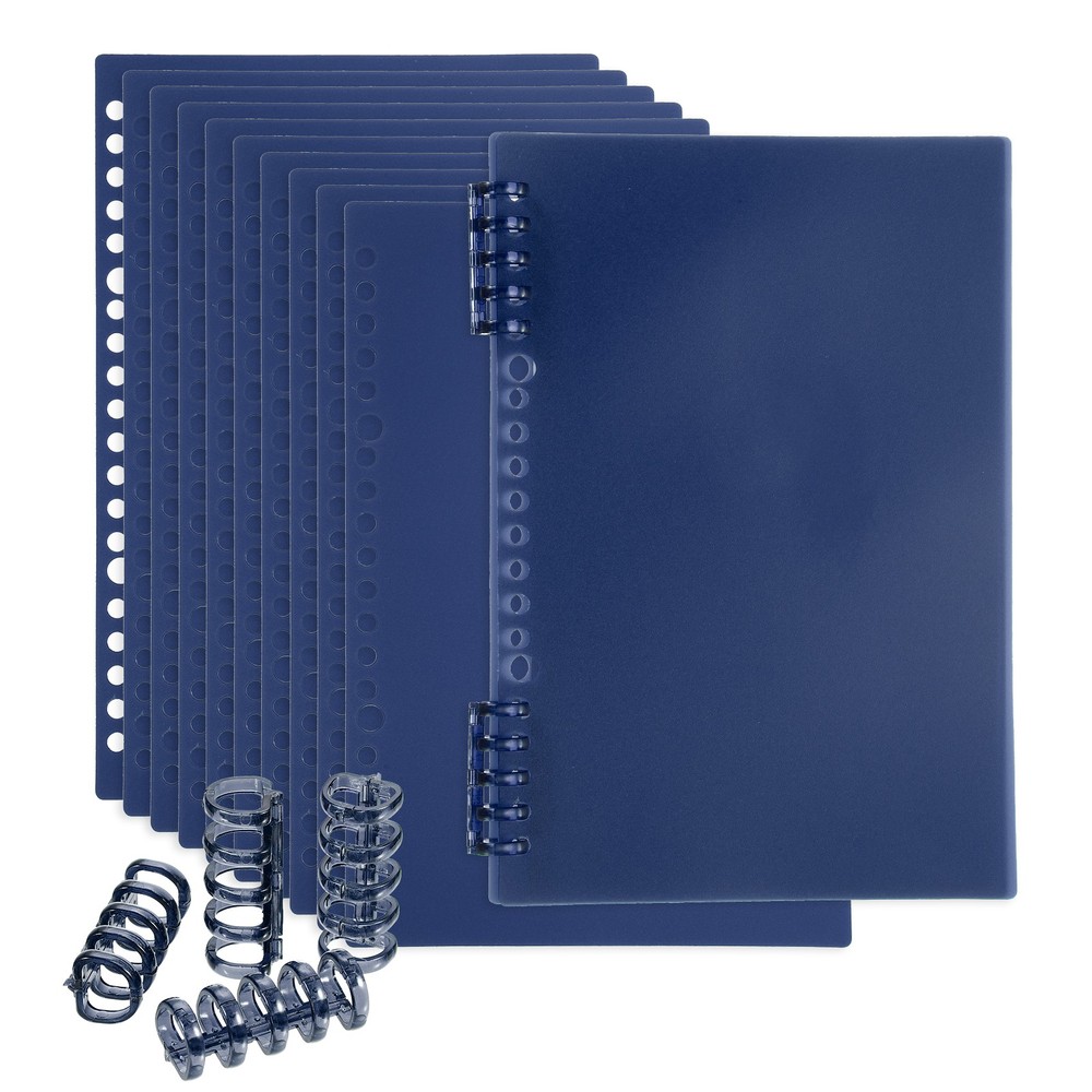 12 Pack A5 22 Mil Plastic Notebook Binder Covers with Binding Comb, Dark blue